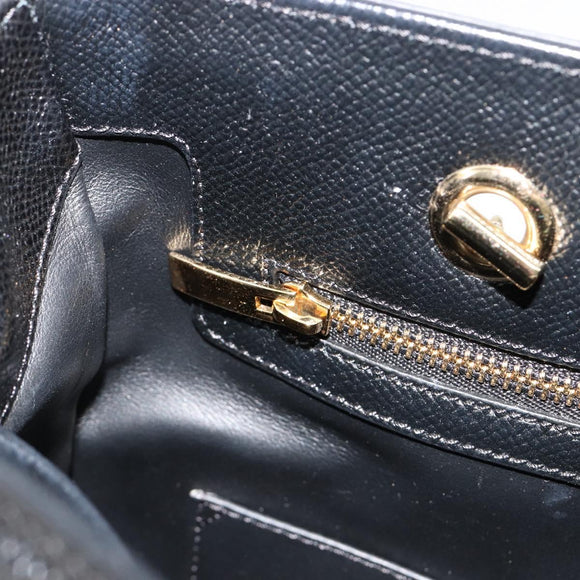 Salvatore Ferragamo Vala Chain Shoulder Bag Leather Black Gold Auth ka4612V
