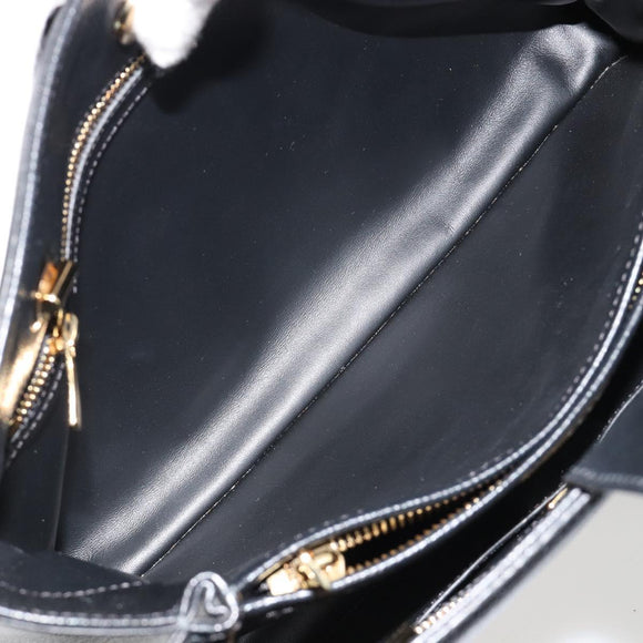 Salvatore Ferragamo Vala Chain Shoulder Bag Leather Black Gold Auth ka4612V