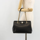 Salvatore Ferragamo Vala Chain Shoulder Bag Leather Black Gold Auth ka4612V-26