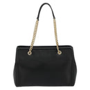 Salvatore Ferragamo Vala Chain Shoulder Bag Leather Black Gold Auth ka4612V-2