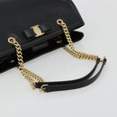 Salvatore Ferragamo Vala Chain Shoulder Bag Leather Black Gold Auth ka4612V-7