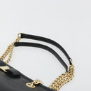 Salvatore Ferragamo Vala Chain Shoulder Bag Leather Black Gold Auth ka4612V-8