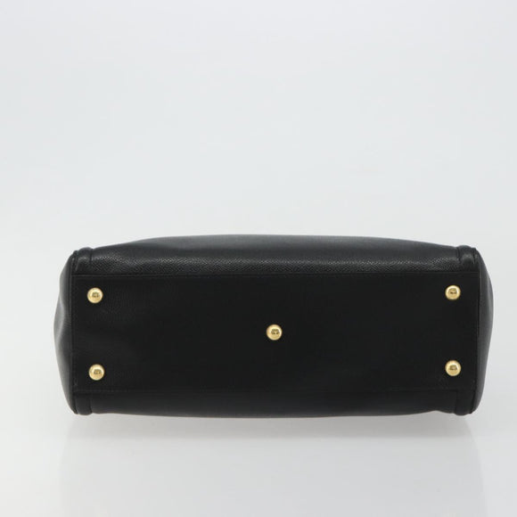 Salvatore Ferragamo Vala Chain Shoulder Bag Leather Black Gold Auth ka4612V