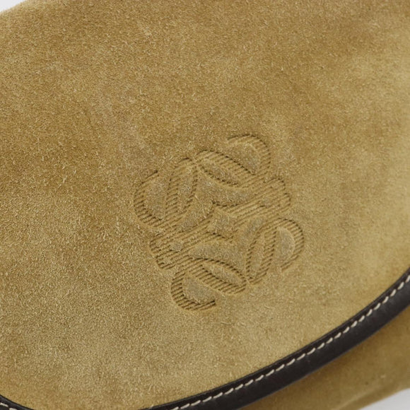 LOEWE Shoulder Bag Suede Beige Gold Auth ka4613A