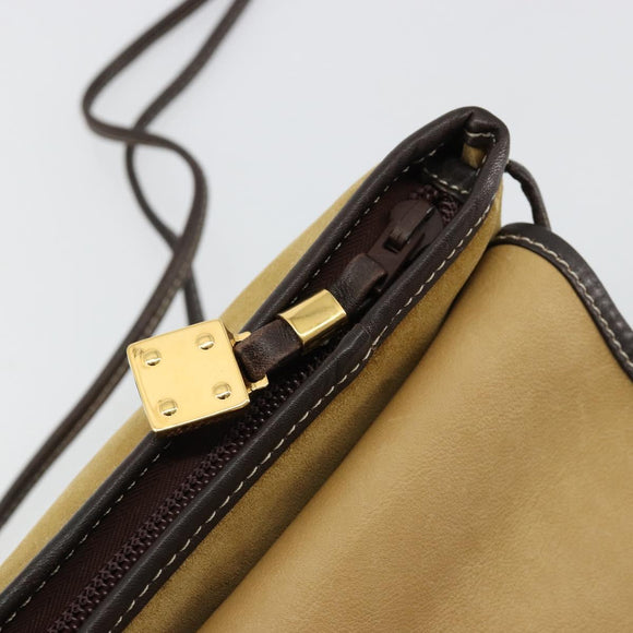 LOEWE Shoulder Bag Suede Beige Gold Auth ka4613A