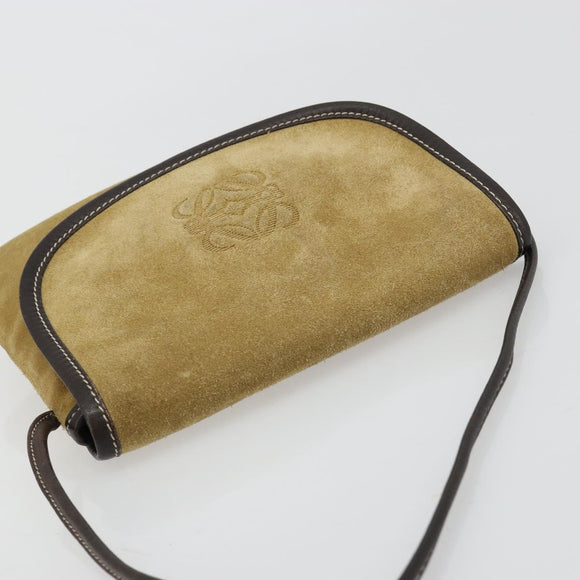 LOEWE Shoulder Bag Suede Beige Gold Auth ka4613A