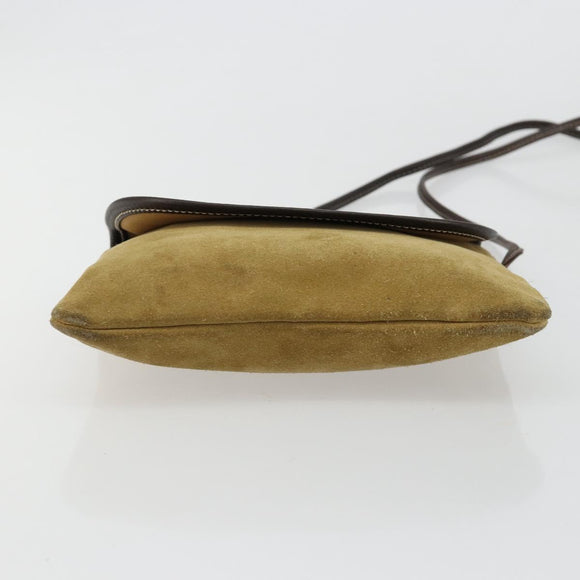 LOEWE Shoulder Bag Suede Beige Gold Auth ka4613A
