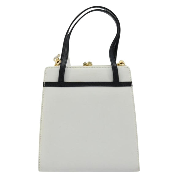 Salvatore Ferragamo Vala Handtas Leer 2way Wit Goud Auth ka4614A
