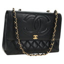 CHANEL Schultertasche Kette Lammleder Schwarz Gold CC Auth ka4618SAV-1