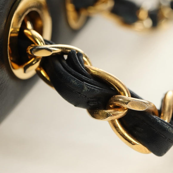 CHANEL Schultertasche Kette Lammleder Schwarz Gold CC Auth ka4618SAV