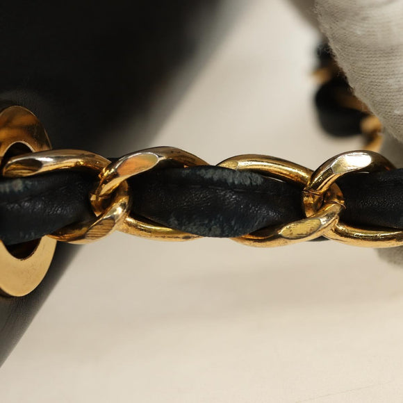 CHANEL Schultertasche Kette Lammleder Schwarz Gold CC Auth ka4618SAV