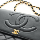 CHANEL Schultertasche Kette Lammleder Schwarz Gold CC Auth ka4618SAV-17