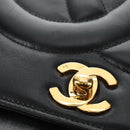 CHANEL Schultertasche Kette Lammleder Schwarz Gold CC Auth ka4618SAV-18