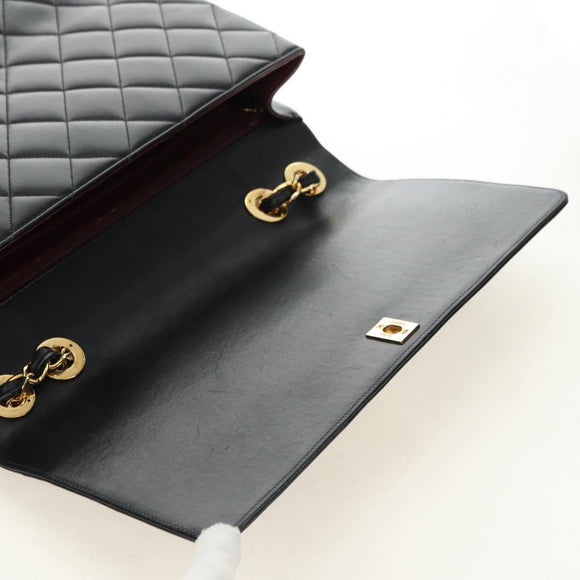 CHANEL Schultertasche Kette Lammleder Schwarz Gold CC Auth ka4618SAV