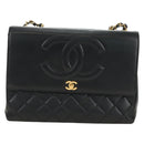 CHANEL Schultertasche Kette Lammleder Schwarz Gold CC Auth ka4618SAV-2