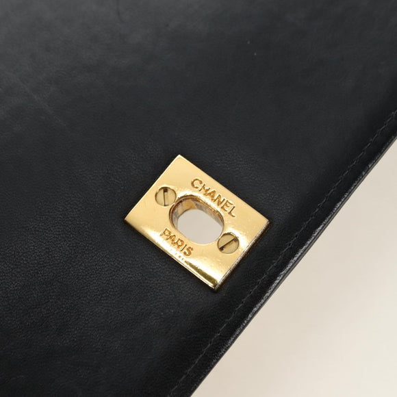 CHANEL Schultertasche Kette Lammleder Schwarz Gold CC Auth ka4618SAV