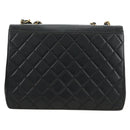 CHANEL Schultertasche Kette Lammleder Schwarz Gold CC Auth ka4618SAV-3