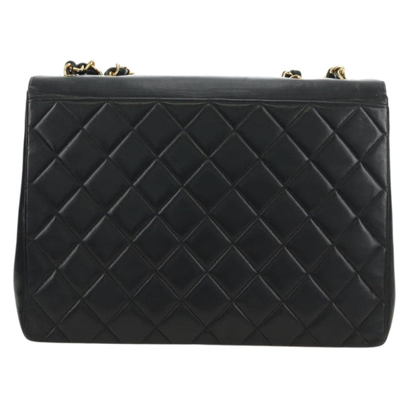 CHANEL Schultertasche Kette Lammleder Schwarz Gold CC Auth ka4618SAV