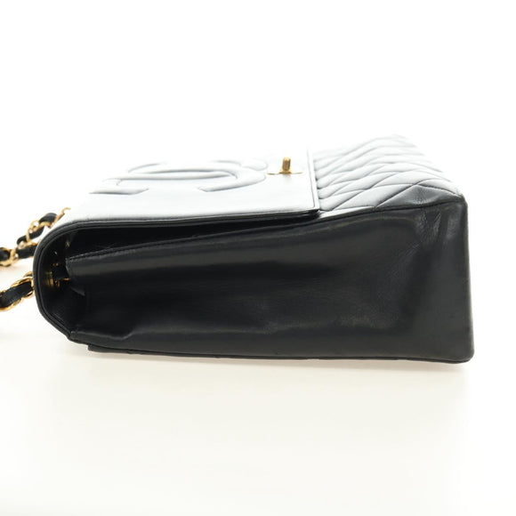 CHANEL Schultertasche Kette Lammleder Schwarz Gold CC Auth ka4618SAV