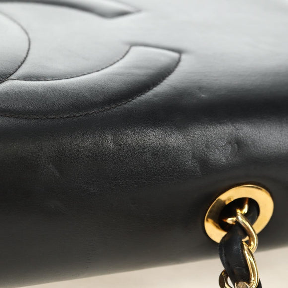 CHANEL Schultertasche Kette Lammleder Schwarz Gold CC Auth ka4618SAV