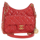 CHANEL Matelasse Hobo Chain Bag Patent leather Pink Gold CC Auth ka4620SM-1