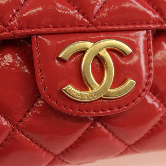 CHANEL Matelasse Hobo Chain Bag Patent leather Pink Gold CC Auth ka4620SM