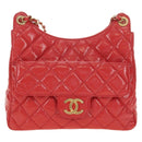 CHANEL Matelasse Hobo Chain Bag Patent leather Pink Gold CC Auth ka4620SM-2