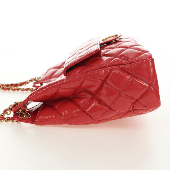 CHANEL Matelasse Hobo Chain Bag Patent leather Pink Gold CC Auth ka4620SM