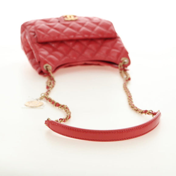 CHANEL Matelasse Hobo Chain Bag Patent leather Pink Gold CC Auth ka4620SM
