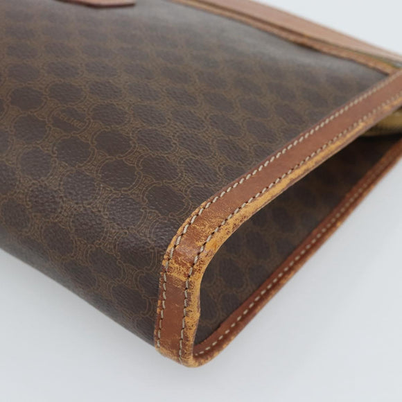 CELINE Macadam Canvas Business bag PVC Leather Brown Gold Auth ka4622