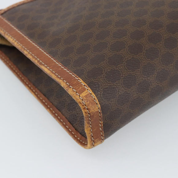 CELINE Macadam Canvas Business bag PVC Leather Brown Gold Auth ka4622