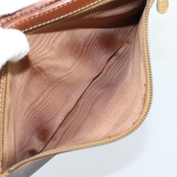 CELINE Macadam Canvas Business bag PVC Leather Brown Gold Auth ka4622