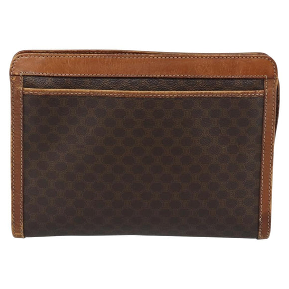 CELINE Macadam Canvas Business bag PVC Leather Brown Gold Auth ka4622