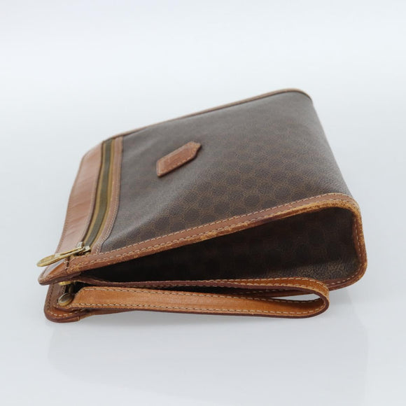 CELINE Macadam Canvas Business bag PVC Leather Brown Gold Auth ka4622