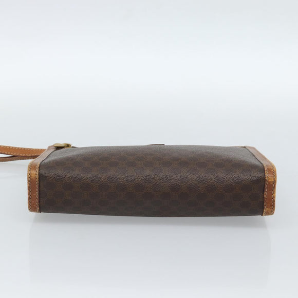 CELINE Macadam Canvas Business bag PVC Leather Brown Gold Auth ka4622