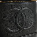 CHANEL Vanity Pouch Caviar Skin Black Gold CC Auth ka4623V-19