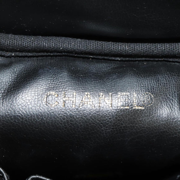 CHANEL Vanity Pouch Caviar Skin Black Gold CC Auth ka4623V