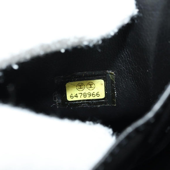 CHANEL Vanity Pouch Caviar Skin Black Gold CC Auth ka4623V