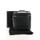 CHANEL Vanity Pouch Caviar Skin Black Gold CC Auth ka4623V-12