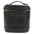 CHANEL Vanity Pouch Caviar Skin Black Gold CC Auth ka4623V-13