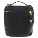 CHANEL Vanity Pouch Caviar Skin Black Gold CC Auth ka4623V-2