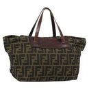 FENDI Zucca Canvas Hand Bag Black Brown Auth ka4624-1