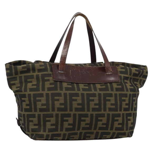 FENDI Zucca Canvas Hand Bag Black Brown Auth ka4624