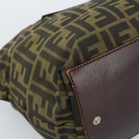 FENDI Zucca Canvas Hand Bag Black Brown Auth ka4624