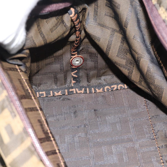 FENDI Zucca Canvas Hand Bag Black Brown Auth ka4624