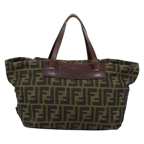 FENDI Zucca Canvas Hand Bag Black Brown Auth ka4624