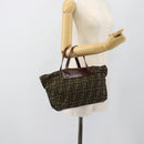 FENDI Zucca Canvas Hand Bag Black Brown Auth ka4624-20