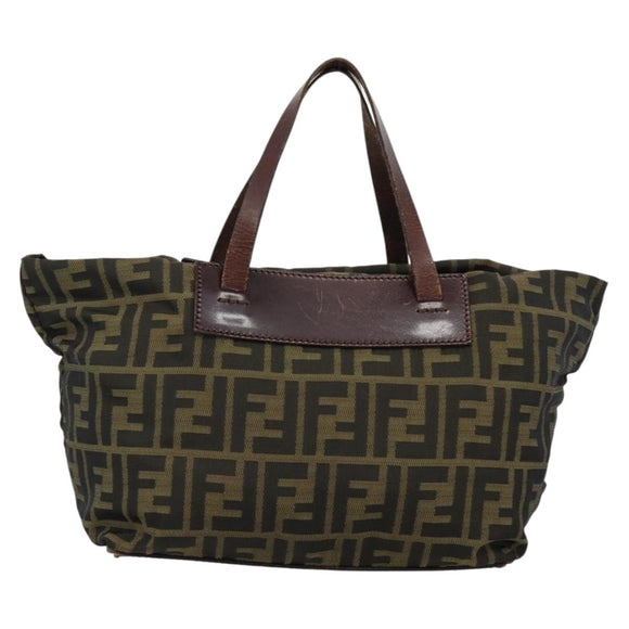 FENDI Zucca Canvas Hand Bag Black Brown Auth ka4624