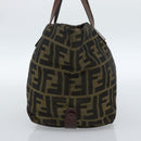 FENDI Zucca Canvas Hand Bag Black Brown Auth ka4624-3