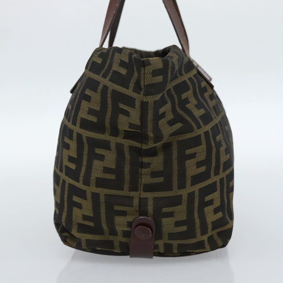 FENDI Zucca Canvas Hand Bag Black Brown Auth ka4624